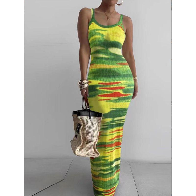 Tailored and Tight Long Dress with Camisole Sling Slim Fit Skinny Long Dress