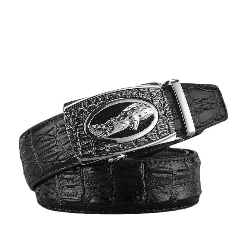 Belt Men'S Business High-End Leather Alligator Pattern Automatic Buckle Belt Embossing