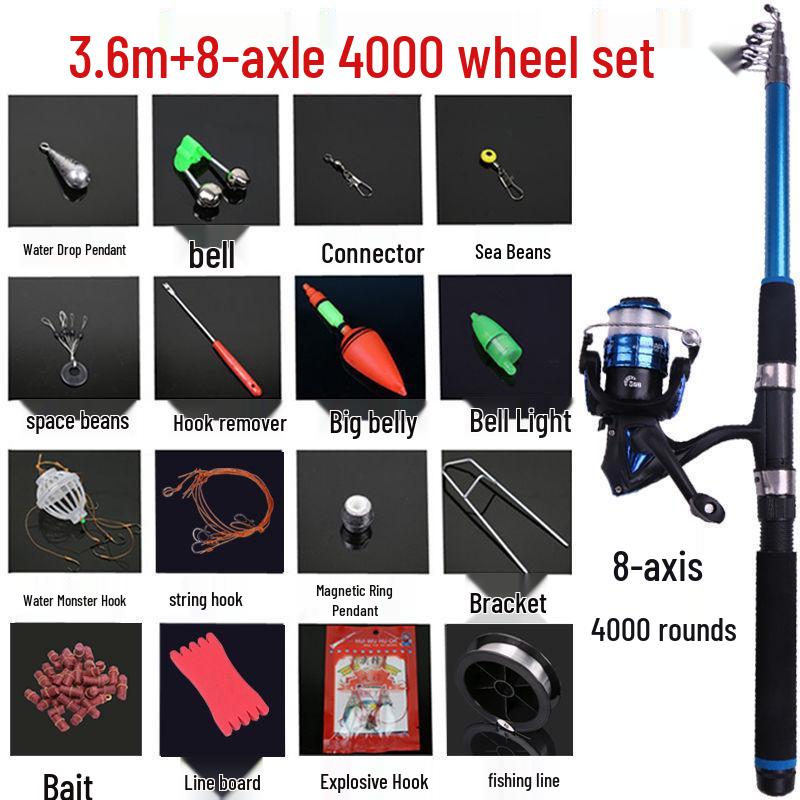 Komplettes Meeresangelruten-Set: Spinn-, Casting- und Weitwurf-Ruten mit Zubehör