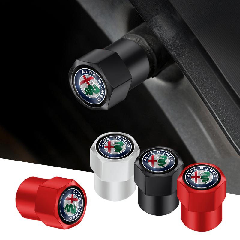 4Pcs Car Wheel Tire Valve Caps Dust Accessories For Alfa Romeo Giulietta GT 159 147 156 Mito Brera Giulia F1 Stelvio Volante
