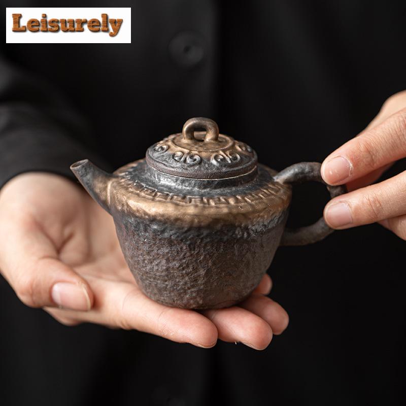 130 ml japonský styl pozlacená žehlička glazovaná čajová konvice retro kuličkový otvor filtr konvice na přípravu čaje konvice čajové služby kolekce doplňků