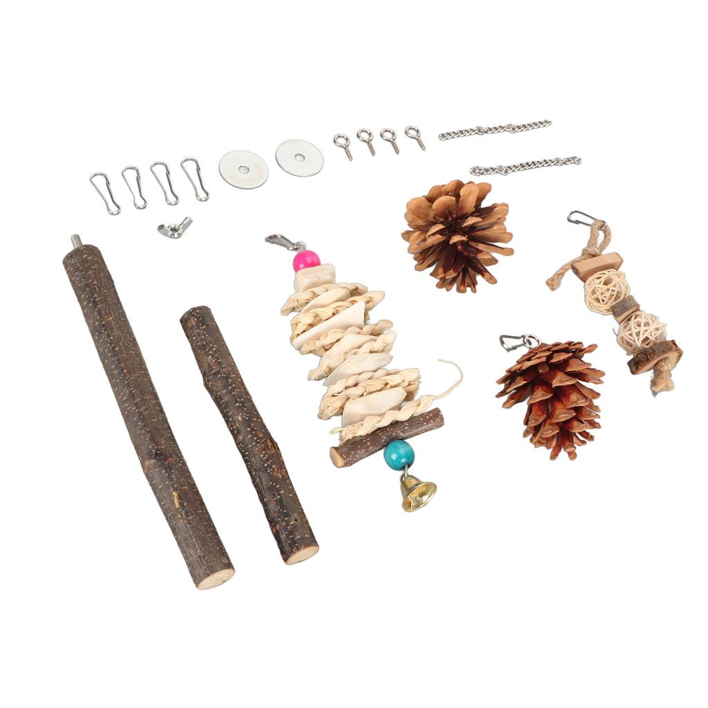 Parrot Chew Toys Multipuropse Logs Pine Cones Cuttlefish Bones Corn Leaves Bird Chewing Tearing Toy