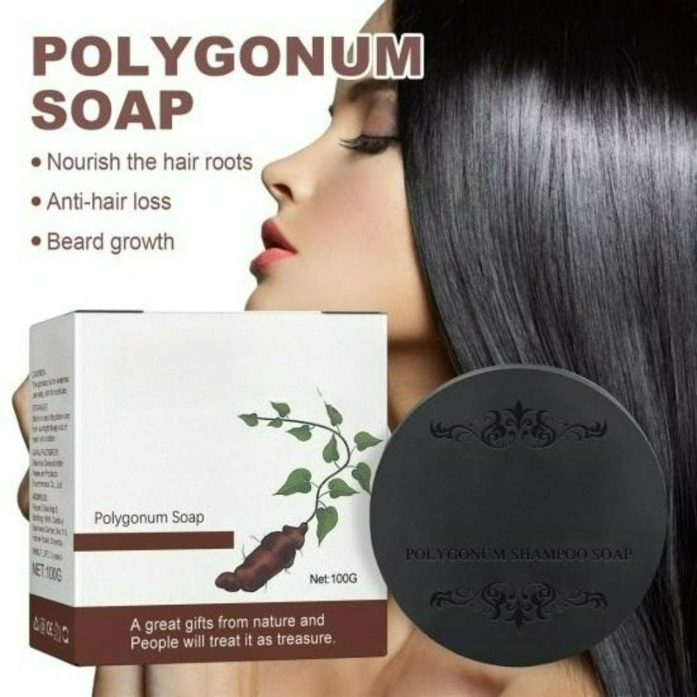 

100 г Мило-шампунь з Фо-ті (Polygonum Multiflorum) Натуральне Затемнення Волосся Живлення Розгладження Ріст Волосся та Відновлення Очищаюче Мило чорний