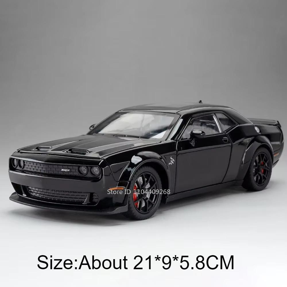 1:24 Scale Challenger Hellcat Charger 1970 Sports Car Model Toy Alloy Diecast Sound Light Pull Back Vehicle for Kids Presents
