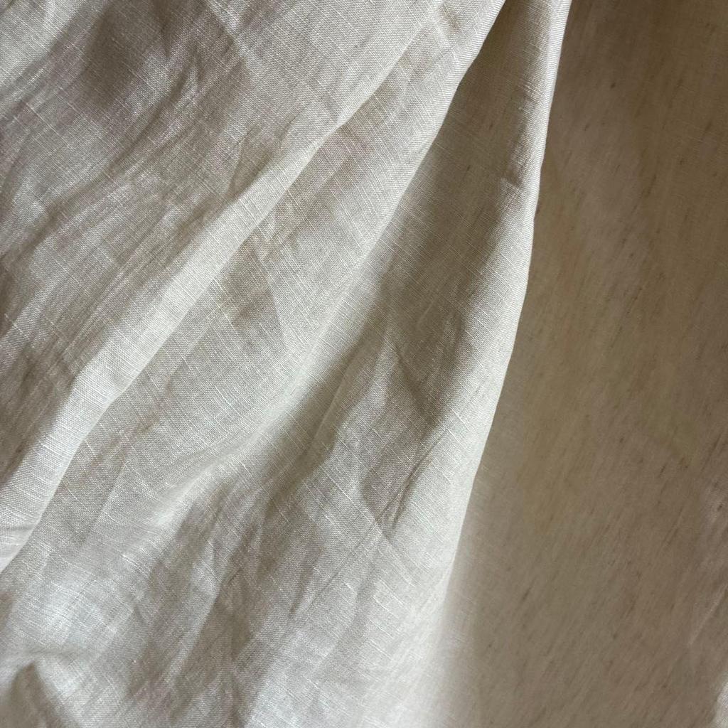 Used Handmade Large Stole, Off-white, Ecru, Ivory, White, Fringe, Linen