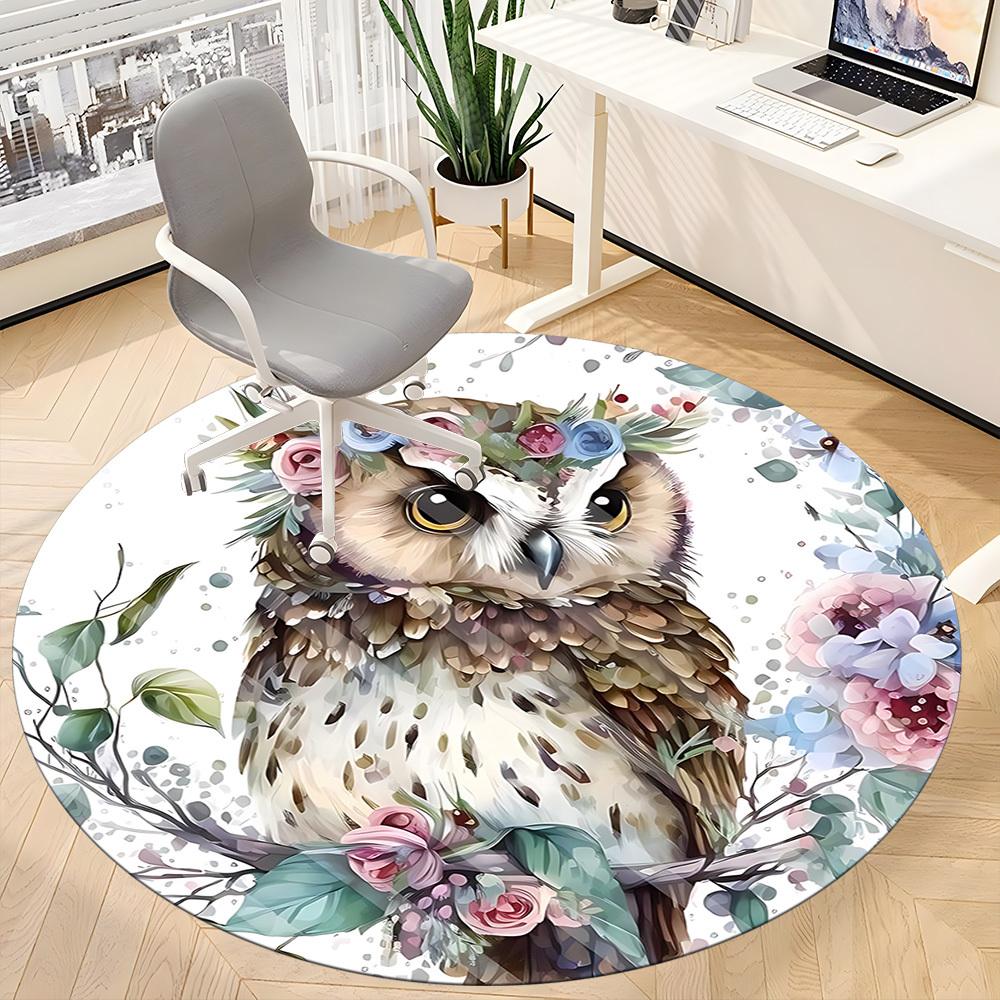 1pc Floral Owl Decor Chair Carpet for Office, Non-slip, Soft and Durable Office Rug for Decoration, Perfect for Office yy251229167