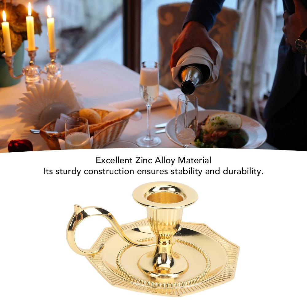 Zinc Alloy Vintage Taper Candle Stick Holder With Drip Catcher Tray Candle Stand  Party Decoration