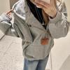 New Arrivals Open Run Teen Girls Dog Pattern Oversized Hoodie Zip Jacket