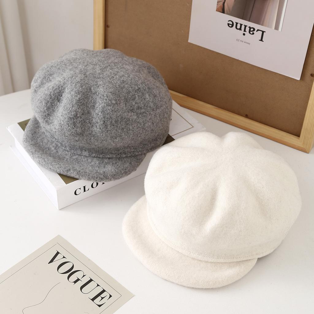 Wool Beret Autumn Winter Hats For Women Retro Painters Cap Trendy New Fisherman Cap Elegant Newsboy Cap