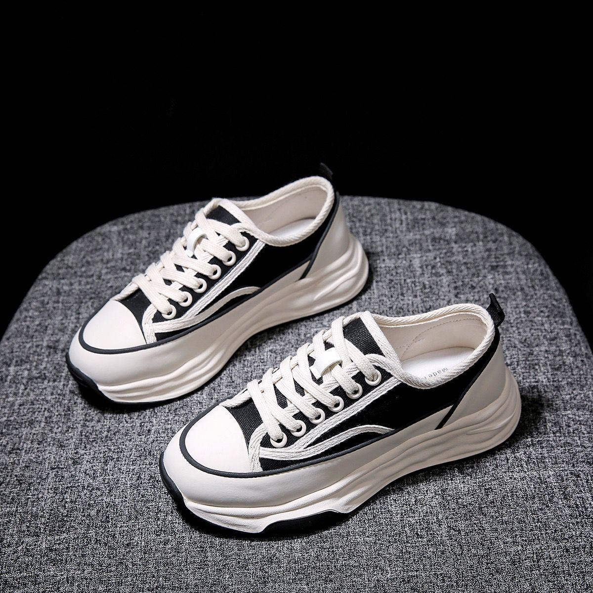 

Popular canvas shoes little white women s shoes 2024 autumn breathable new spring casual thick sole thin board shoes Internet celebrities 40 чорний