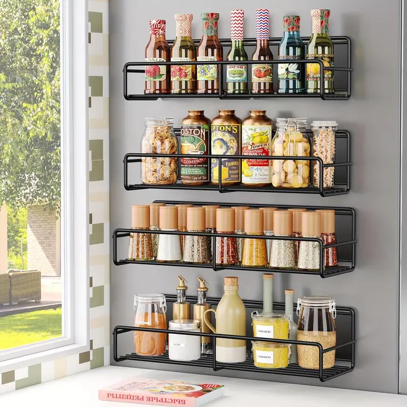 Magnetic Fridge Shelf  Kitchen Seasoning Organizer Black Shelf Storage Rack for Refrigerator Washing Machine Side Organizer