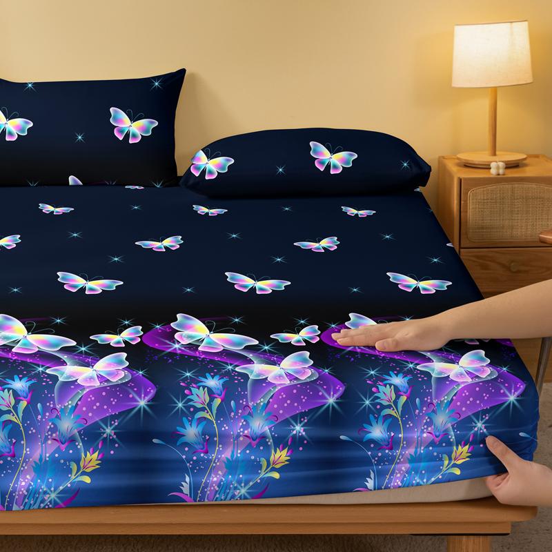 Piece 1 Of Butterfly Psychedelic Patterned Frosted Bedsheet, Bedroom Printed Bedspread, Bedding Excluding Pillowcases
