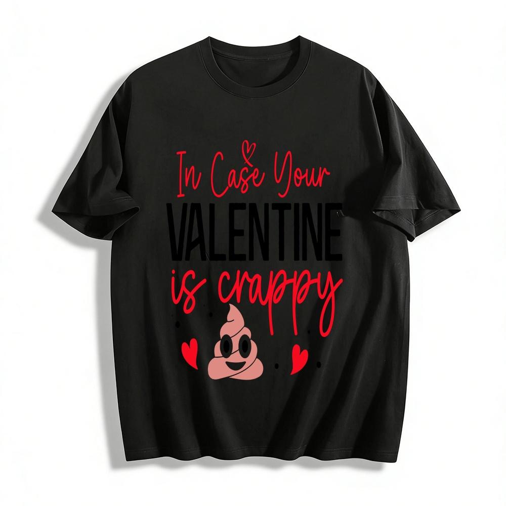 

Funny Valentine s Day Poop Print Casual Top Pure cotton T-shirt XXS