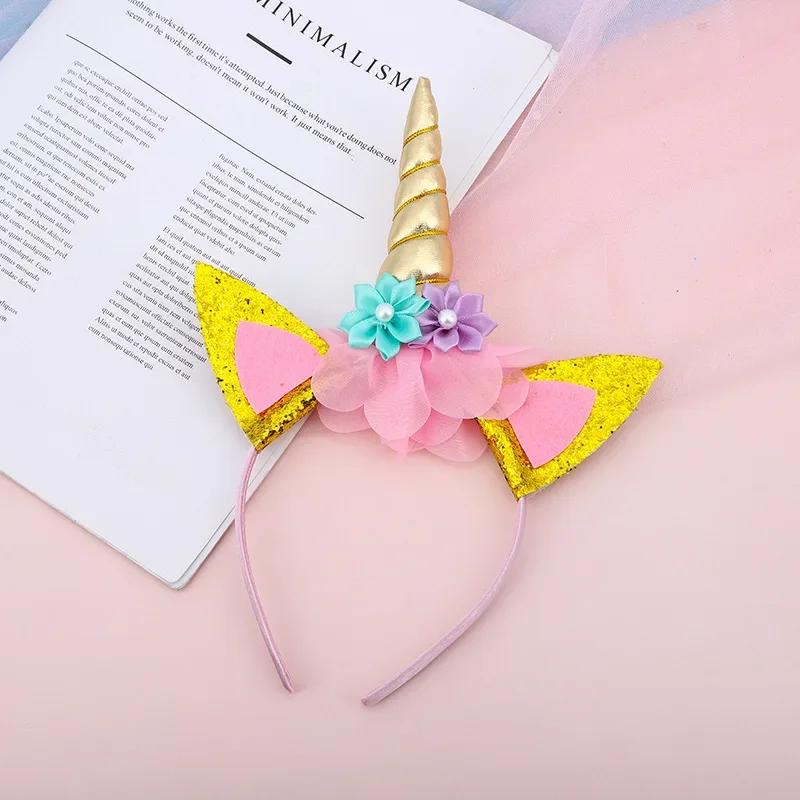 Einhorn Haarband Mädchen Halloween Party Leistung Hut Kopfbedeckung Einhorn Thema Geburtstag Süße Kinder Stirnband Zubehör