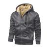 Men's Solid Color Zippered Fleece Hooded Sweatshirt Jacket Men's Sports Large Size Casual Fleece Sweatshirt Jacket