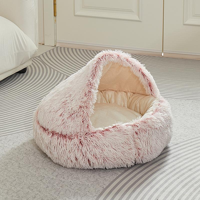Long-haired Shell Cat Nest Pet Quilt Cat Nest Universal Winter Warm Semi-enclosed Cat Sleeping Supplies