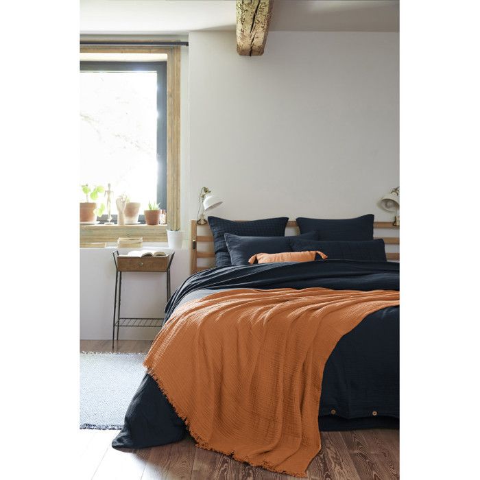 "Gaia" Fringed Throw, All Sizes, "Cotton Gauze" Butterfly Effect - Gaia Apricot - 180 X 220 Cm