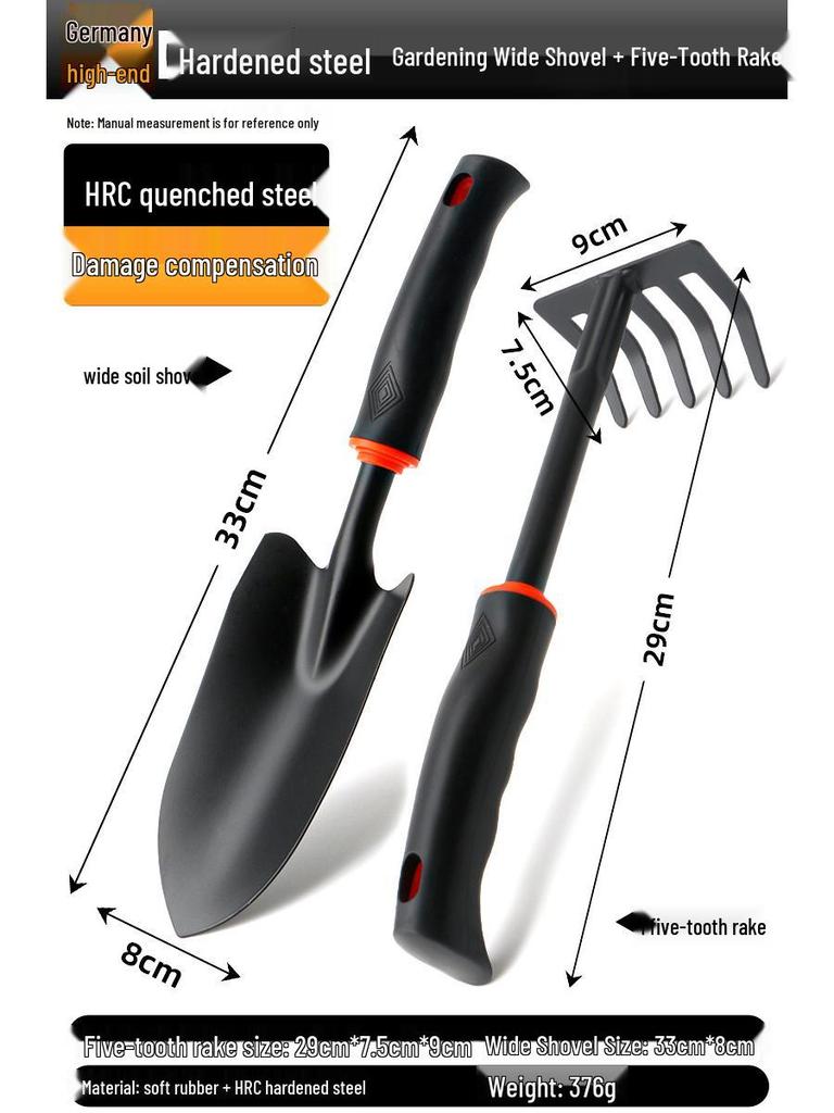 CPAI Gardening Tool Set: Small Shovel, Rake, Hoe, and Spade for Planting Flowers and Vegetables.