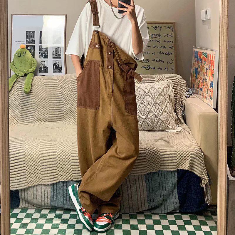 

Brown Overalls Straight Overalls Men s Fashionable Pants L коричневый