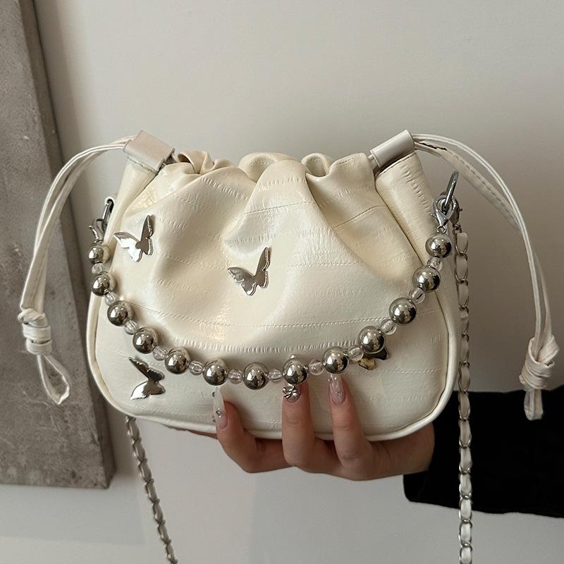 

Премиальная Текстурная Сумка Женская Летняя Сумка-ведро через Плечо Женская Универсальная Сумка-мессенджер в иностранном стиле для мобильного телефона чёрный