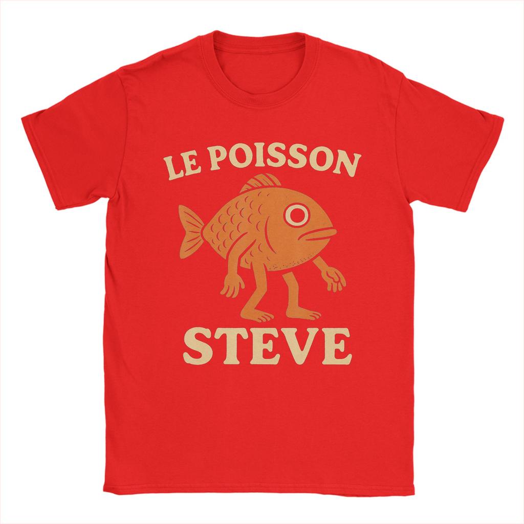 Fisch Le Poisson Steve Meme Herren T-Shirts Vintage T-Shirt Kurzarm Rundhals T-Shirt 100% Baumwolle 4XL 5XL Kleidung