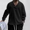 Autumn/Winter Men's Jacquard Loose Knitted Solid Color Casual V-neck Long Sleeve Knitted Shirt