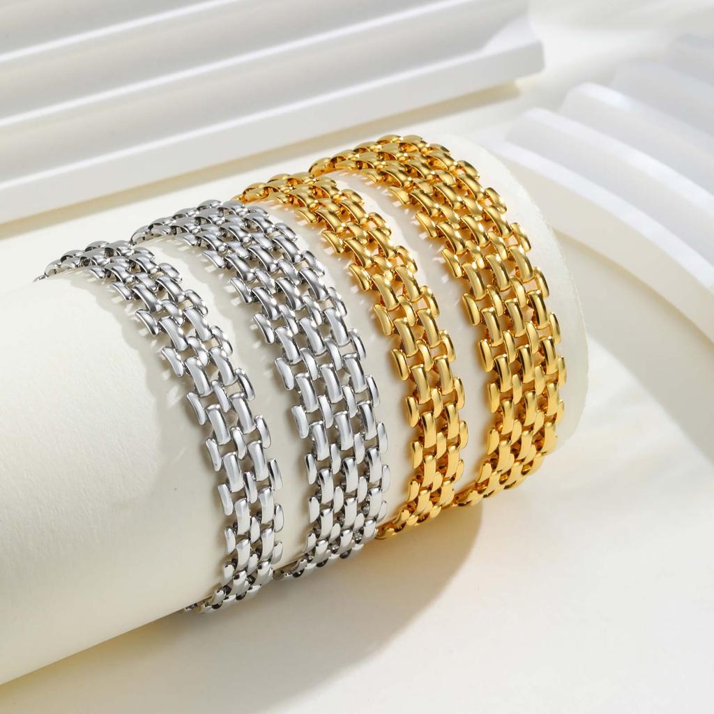 Women's Multi-layer Watch Strap Bracelet, Stainless Steel Gold Plated Chain Bracelet, Adjustable Stackable Jewelry