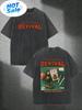 1 230g Heavyweight Cotton T-Shirt-Double-Sided Vintage Street-Style Print With Treaty Oak Revival Graphic, Regular Round Neck, M