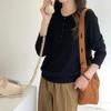 0 wool half placket round neck pullover knitted sweater top women's autumn simple age-reducing sweater