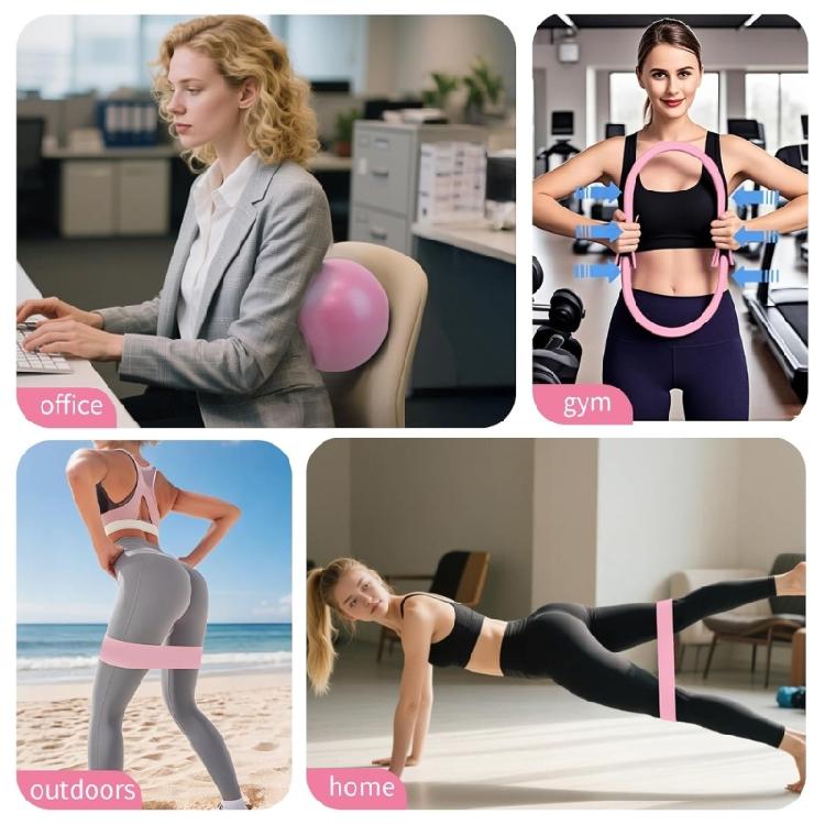 7 delar Pilates Essential Kit Yoga Träningskit Pilatesringar Set Magisk Cirkel för Hem och Resor