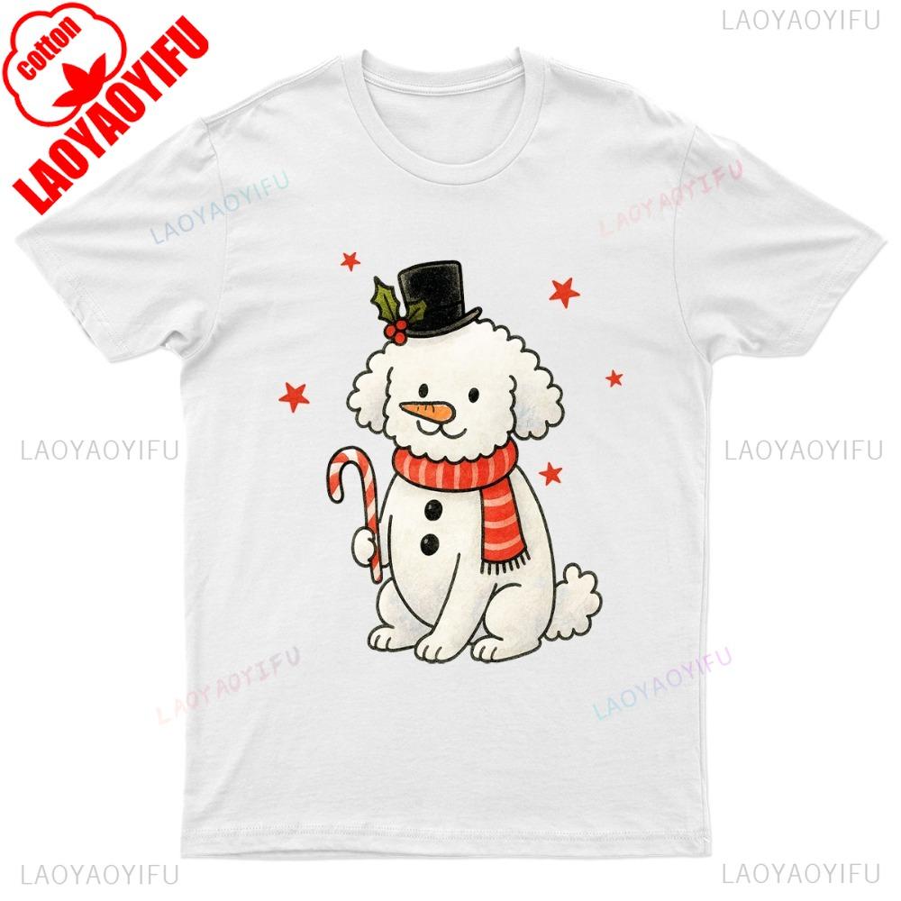 Christmas Dog Holiday Poodle TShirt Gift Seasonal Funny Pet Paw A Cute Xmas Dog Print Men Tshirt Christmas Gift Dog Lover Tops