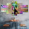 Abstract Buddha Thinking Vivid Psychedelic Scenery 5 Piece Five Panel Wall Canvas Print Modern Art Poster Home Decor Gift For Him For Her