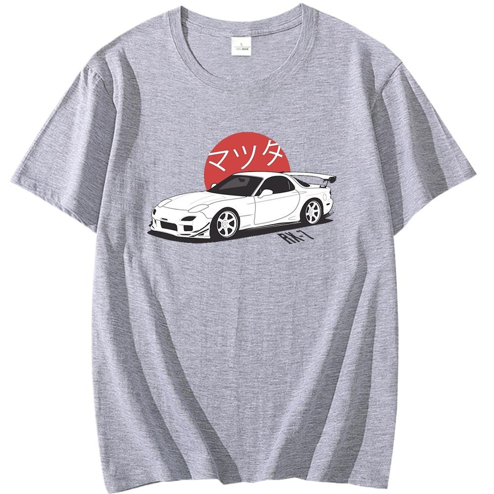 PÁNSKÉ Tričko Mazda RX7 S Potiskem Krátký Rukáv Trička Harajuku Japonské Automobilové Fanoušky Závodní Tričko JDM Automobilová Kultura Léto