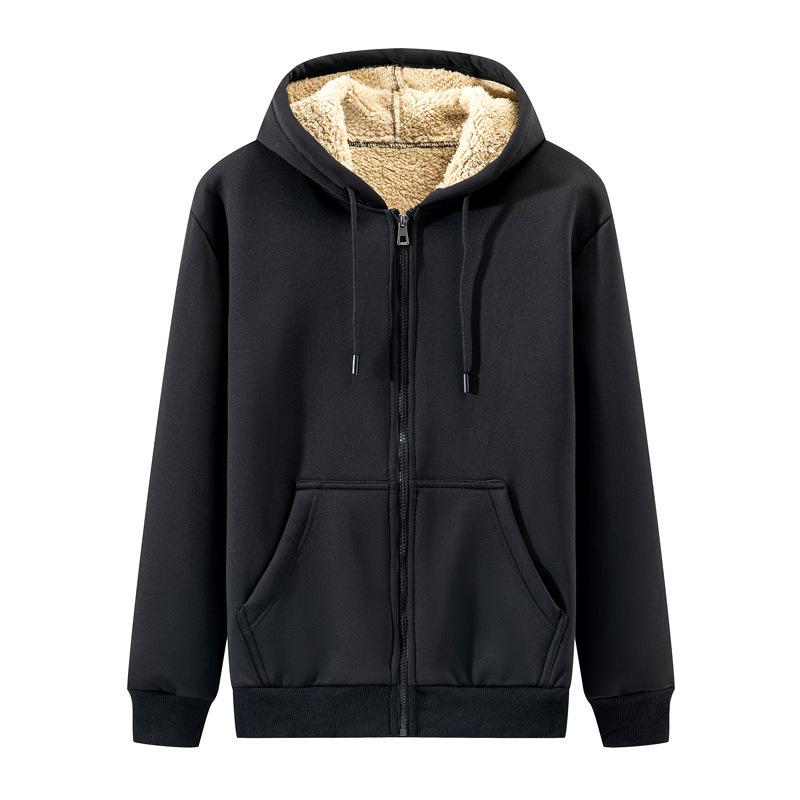 Men's Lambswool Hooded Zipper Cardigan: Warm, Versatile, Plus Velvet, Autumn/Winter Style