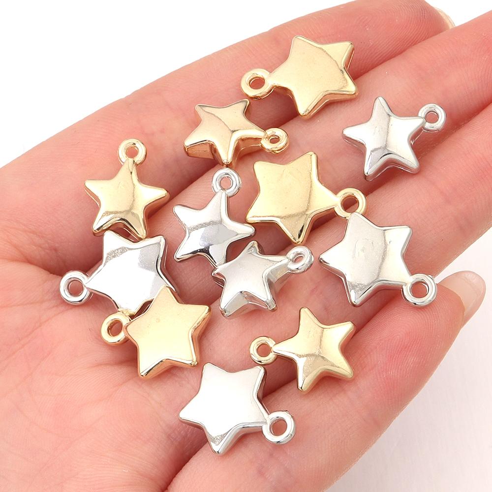 50Pcs/lot CCB Star Bead Pendant Popular Simple Loose Charms for Jewelry Making Accessories DIY Necklace Bracelet Keychain
