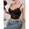 Vintage Lace Boned Corset Top - Semi-Sheer V-Neck Tight Lacing Bodicering Hand Washable Elegant Bustier