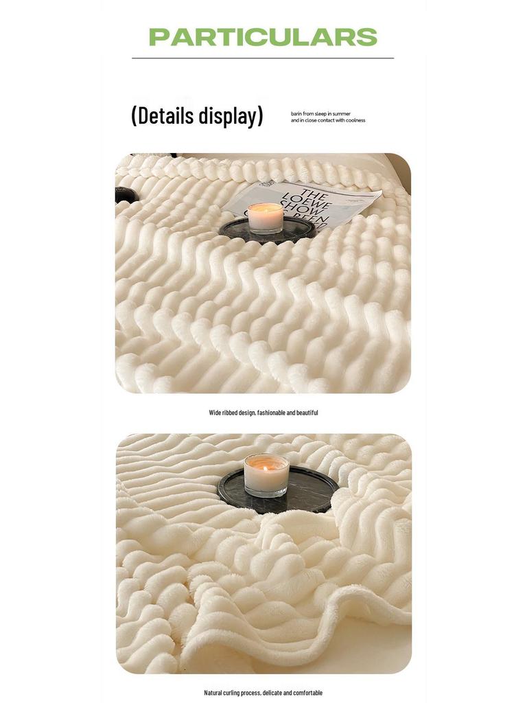 Luxurious Thickened Rabbit Plush Fleece Blanket - Warm, Lightweight, Ideal for Naps and Air Conditioning