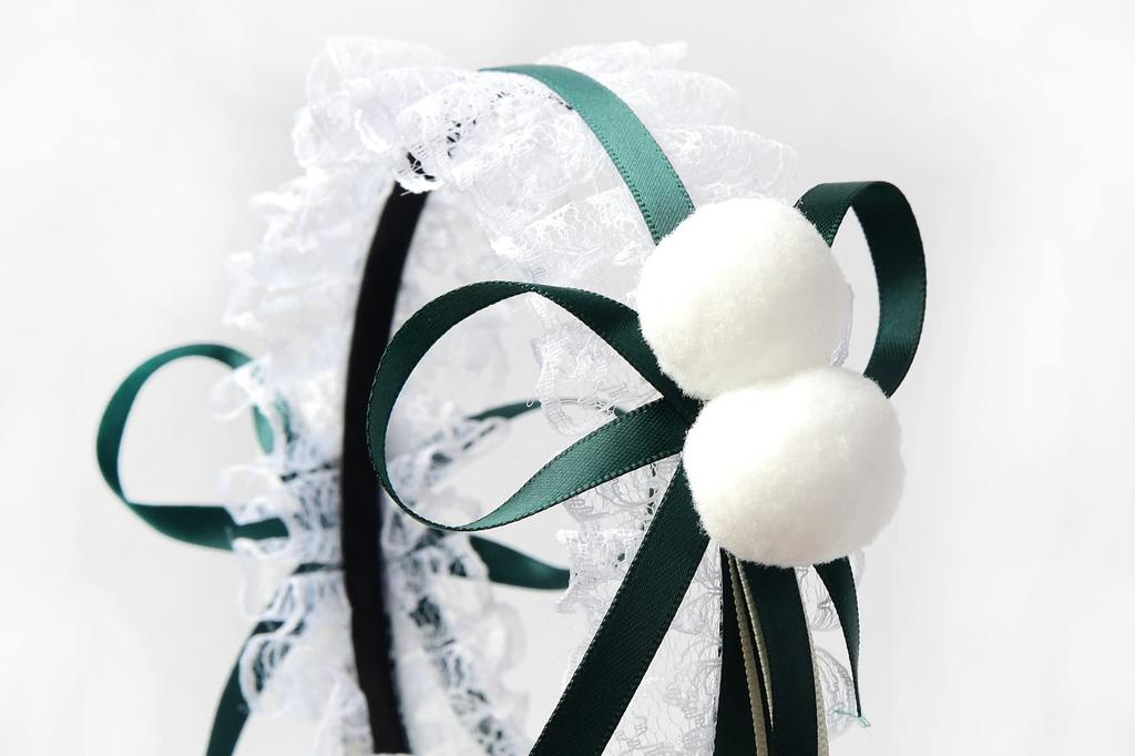 ReliBeauty Maid Costume for Halloween Princess Dress with Lace Green and Size Birthday Gift Western-Style Kids, Costume, Girls' Headband, Black, 110,