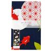 Hamamonyo Illustrated Hand Hemp Leaf and Goldfish Towel