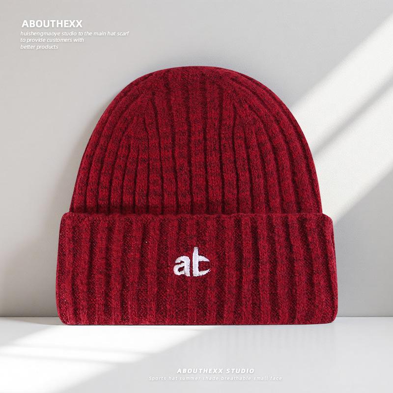 

Autumn and Winter Knitted Woolen Hat for Women Thickened Warm Ear Protection Cold Hat Korean Atmosphere Casual Letter Pullover Hat M（56-60cm）