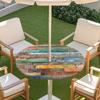 Copritavolo Rotondo da Esterno con Effetto Legno Impermeabile Orlo Elastico Per Patio Giardino Sala da Pranzo