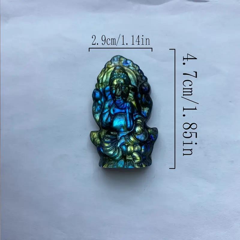 1pc Healing Crystal Labradorite Buddha Carving - High-Quality Natural Gemstone Home Decor Amulet