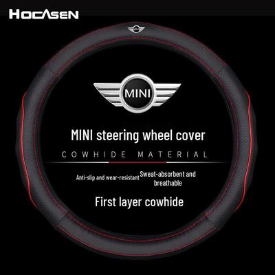 Mini Cooper Genuine Leather Steering Wheel Cover for Countryman/One, Fun Modified Car Handle Grip