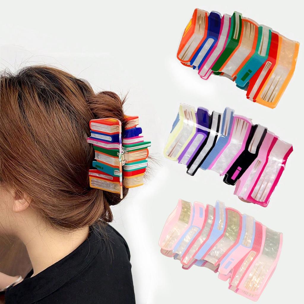 1 Piece of Niche Acrylic Bookshelf Book Candy Colored Hair Clip, Fresh Story Book Hair Clip, Large Y2k Dopamine Disc Hair Clip,