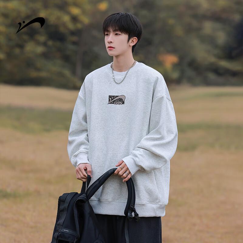 Guirenniao Men's Loose Fit Round Neck Pullover Sweatshirt