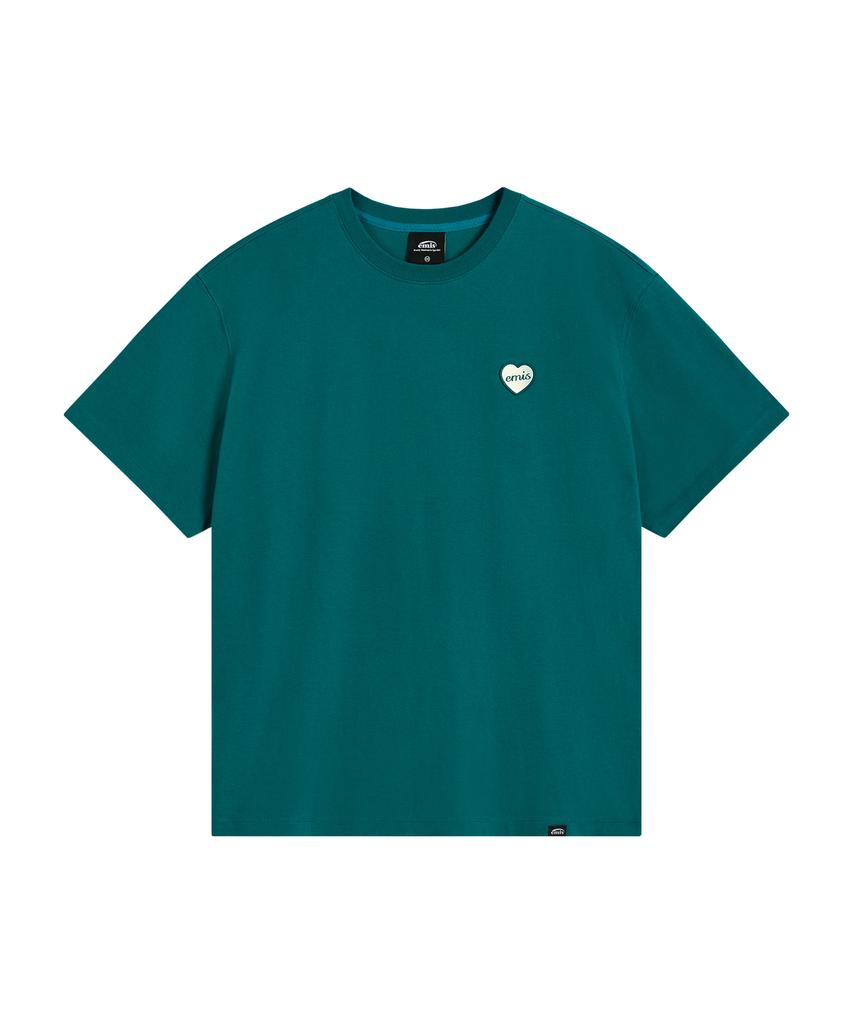 Imiseu Heart Rubber Patch T-Shirt-Green