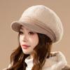 Hats, Autumn and Winter Thickened Velvet for Warmth Ear Protection Duckbill Hat Fashionable Beret Knitted Woolen Hat