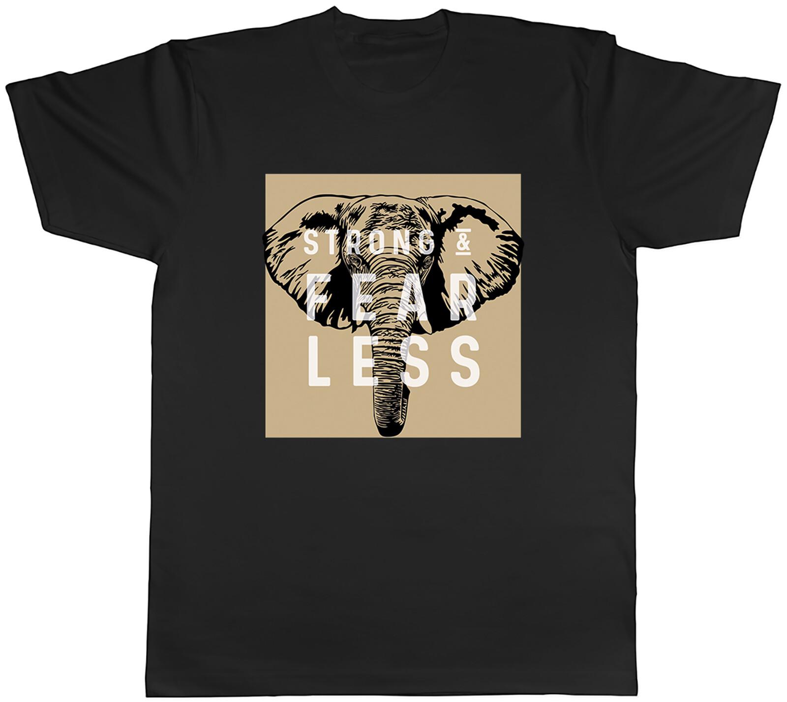 Strong & Fearless Mens T-Shirt Elephant Head Tusks Unisex Tee Gift S