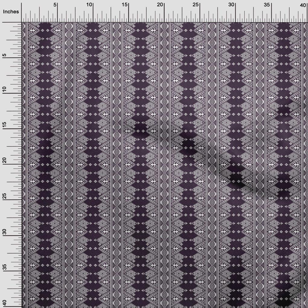 oneOone Cotton Flex Eggplant Purple Fabric Geometric Ethnic Diy Clothing Quilting Fabric Print Fabric By Yard 40 Inch