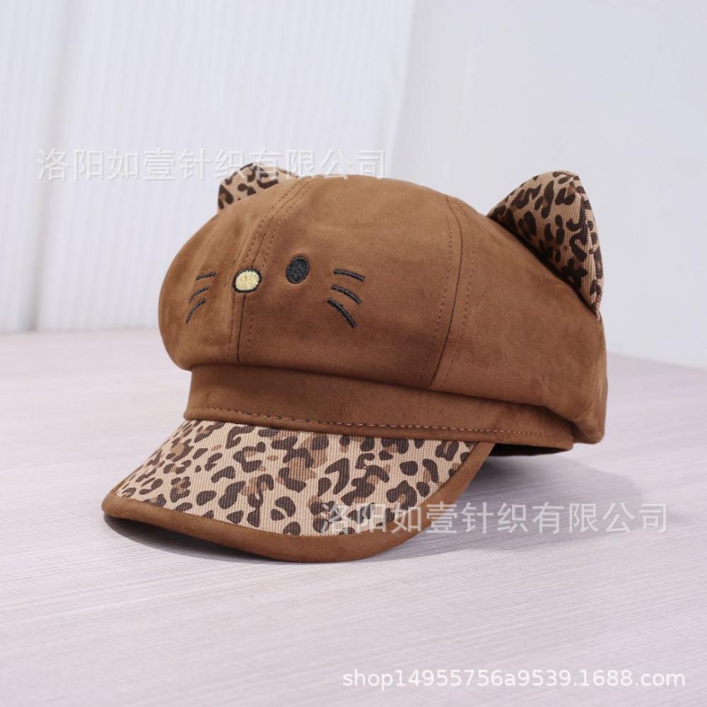 **Women Newsboy Beret Cap Solid Korean British Vintage Visor Face Slimming Hat**